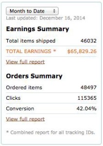 Monthly income of an Amazon affiliate